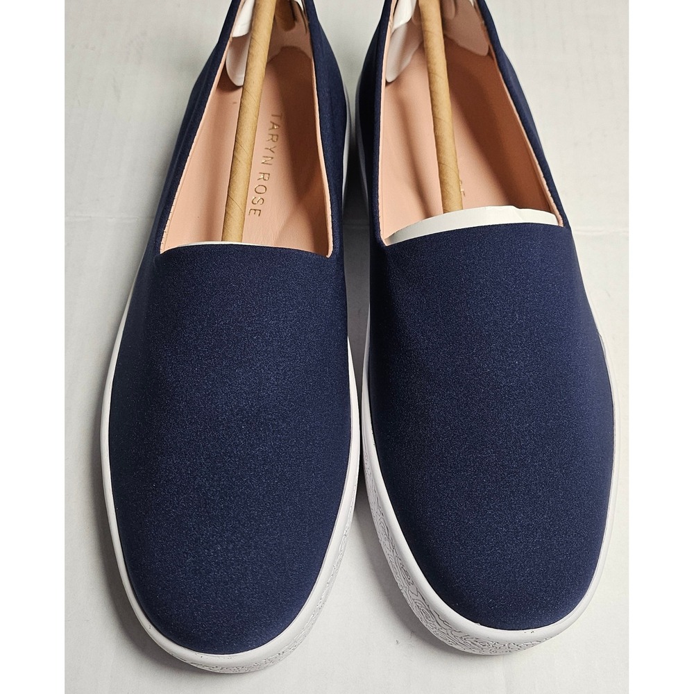 Taryn Rose Gwen Lux Stretch Marine Blue Slip On Sneakers 34TR0478 Womens 5.5M